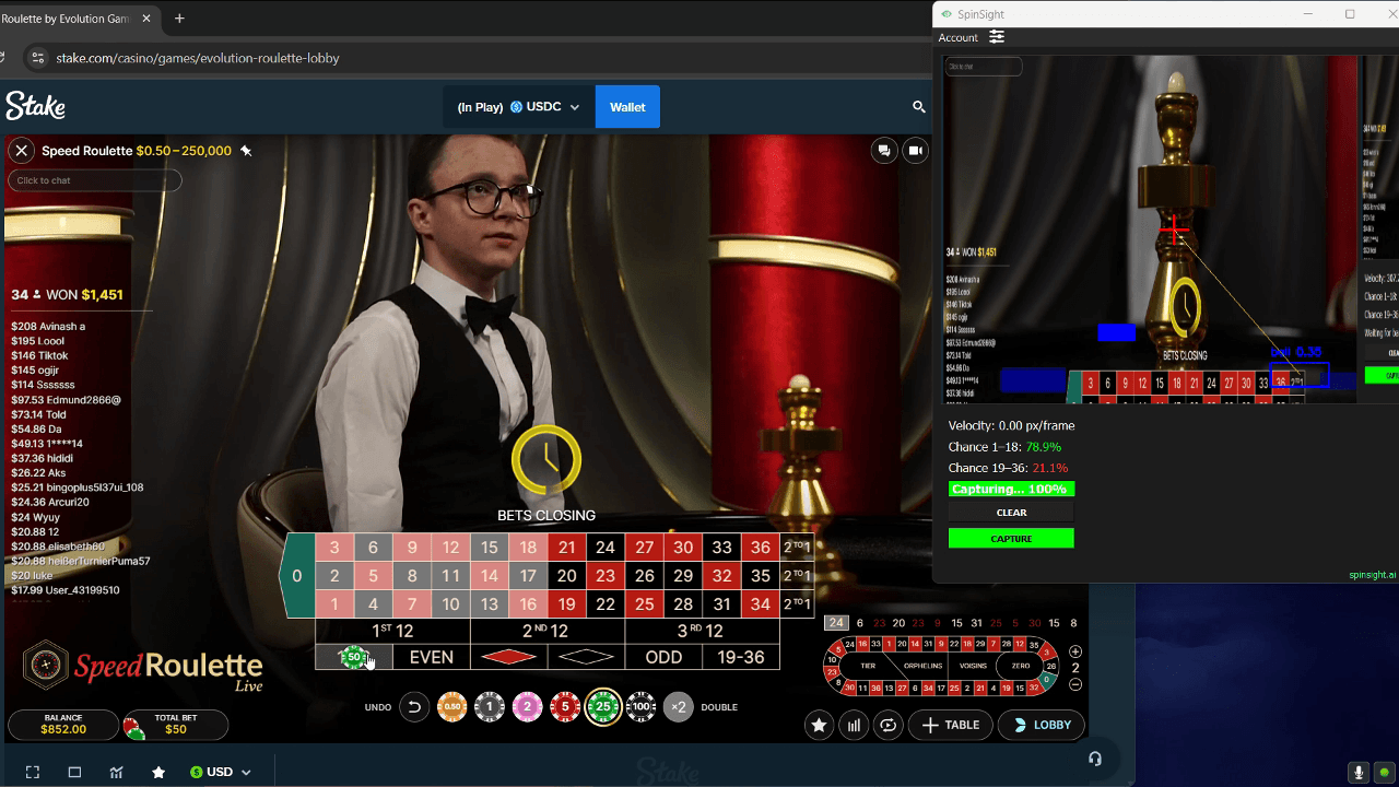 AI-Powered Roulette Prediction Results Screen