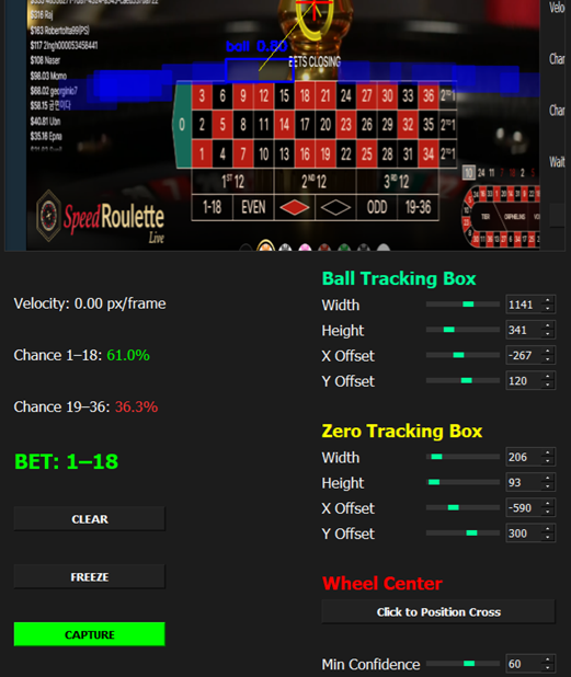 AI-Powered Roulette Prediction Software Interface